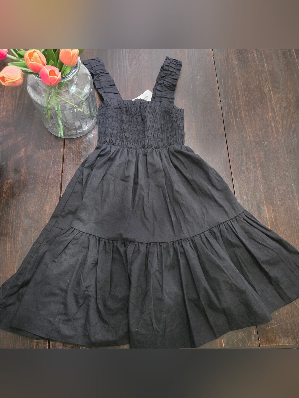 Abercrombie & Fitch Black Smocked Mini Dress with Ruffled Straps